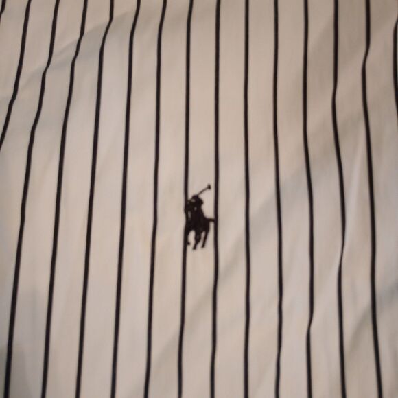 Ralph Lauren Men's Custom Fit L/S XL Button Up. Black/White Stripe 100% Cotton - Picture 3 of 9